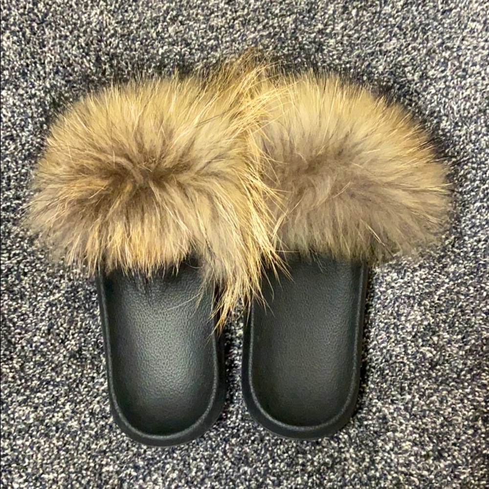 Fur slip ons.